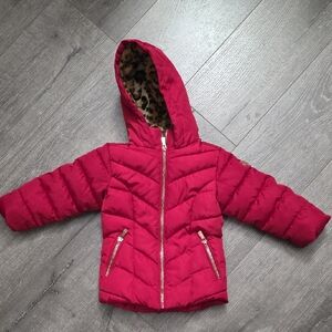 2T Puffer Jacket Leopard Faux-Fur Trim